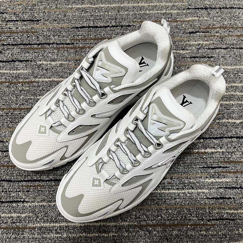 Louis Vuitton LV Unisex Runner Tatic Sneaker White Mix Materials Rubber Outsole Monogram Flowers