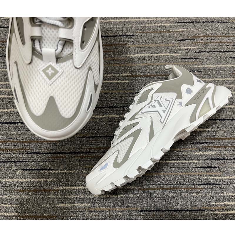 Louis Vuitton LV Unisex Runner Tatic Sneaker White Mix Materials Rubber Outsole Monogram Flowers