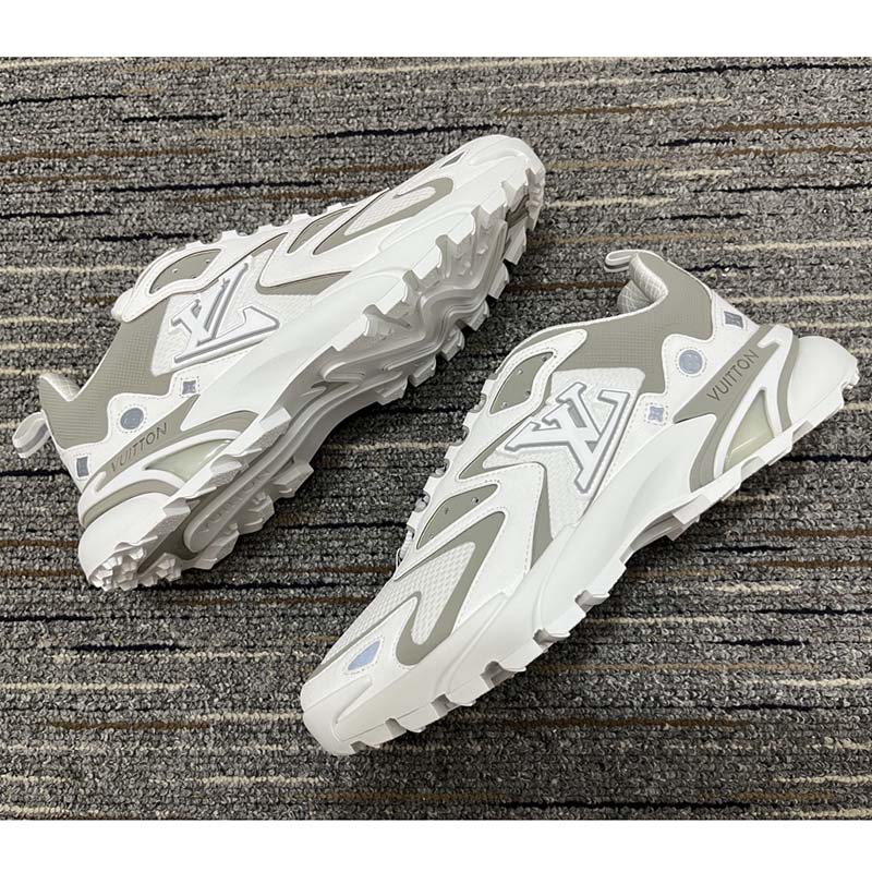 Louis Vuitton LV Unisex Runner Tatic Sneaker White Mix Materials Rubber Outsole Monogram Flowers