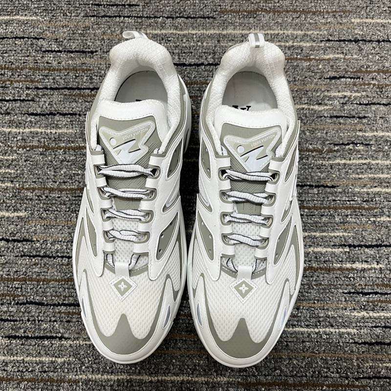 Louis Vuitton LV Unisex Runner Tatic Sneaker White Mix Materials Rubber Outsole Monogram Flowers