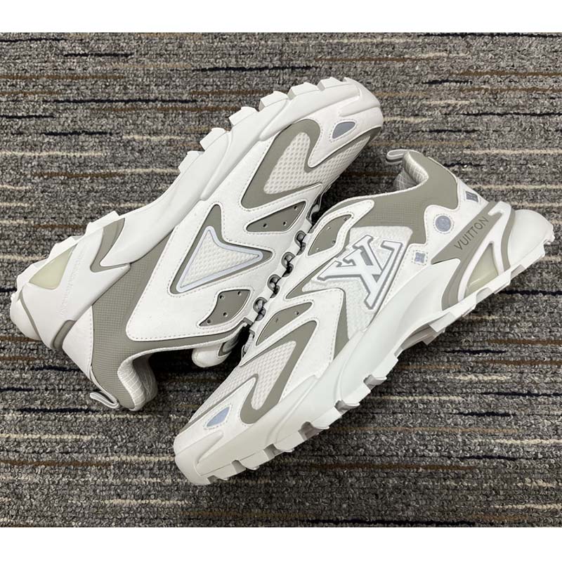 Louis Vuitton LV Unisex Runner Tatic Sneaker White Mix Materials Rubber Outsole Monogram Flowers