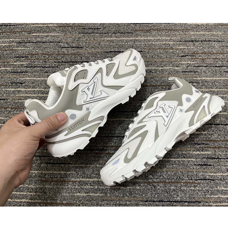 Louis Vuitton LV Unisex Runner Tatic Sneaker White Mix Materials Rubber Outsole Monogram Flowers