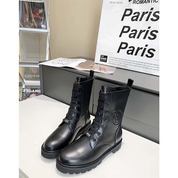 Louis Vuitton LV Unisex Territory Flat Ranger Black Calf Leather Circle