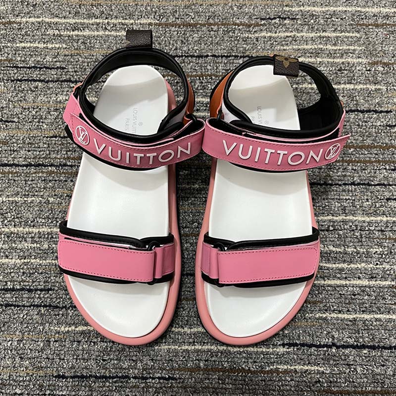 Louis Vuitton LV Women Pool Pillow Flat Comfort Sandal Pink Calf Leather Circle Rubber
