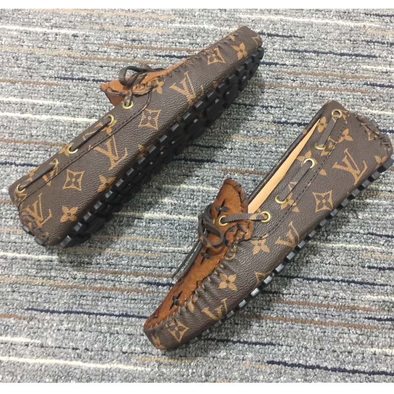 Louis Vuitton Unisex LV Gloria Flat Loafer Brown Patent Monogram Canvas