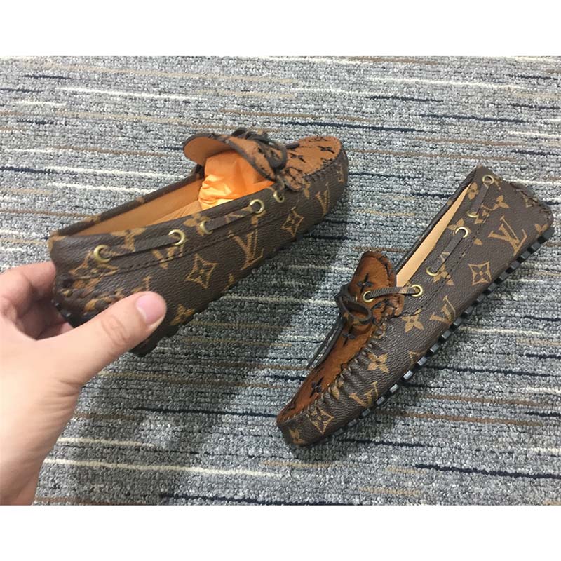 Louis Vuitton Unisex LV Gloria Flat Loafer Brown Patent Monogram Canvas