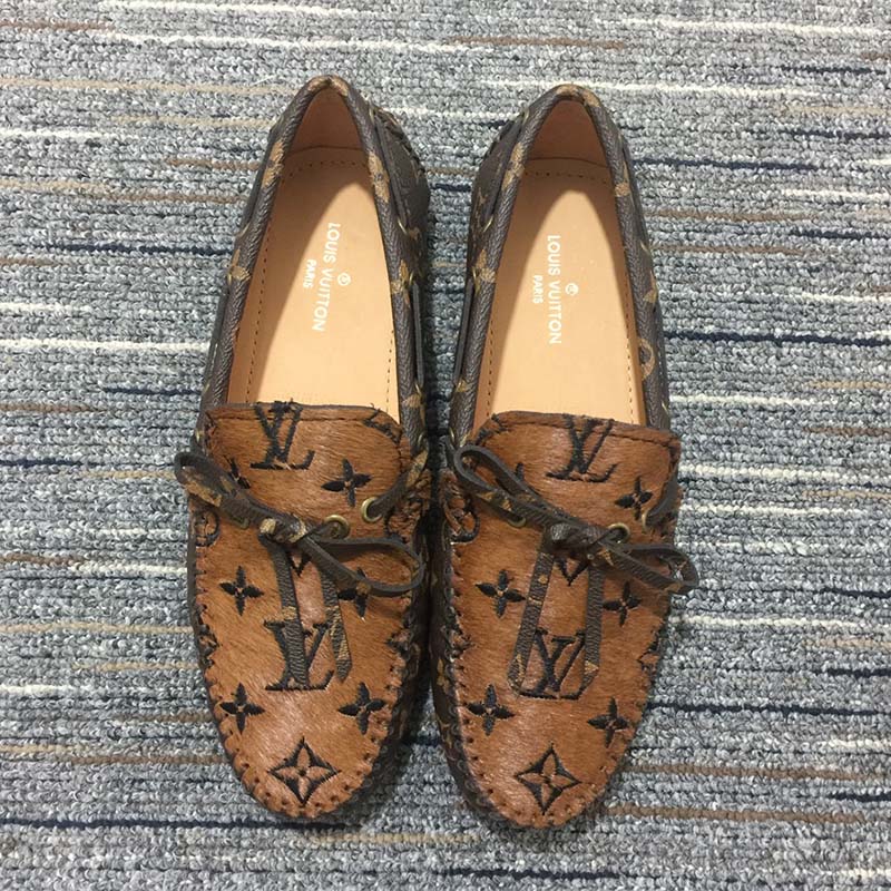 Louis Vuitton Unisex LV Gloria Flat Loafer Brown Patent Monogram Canvas