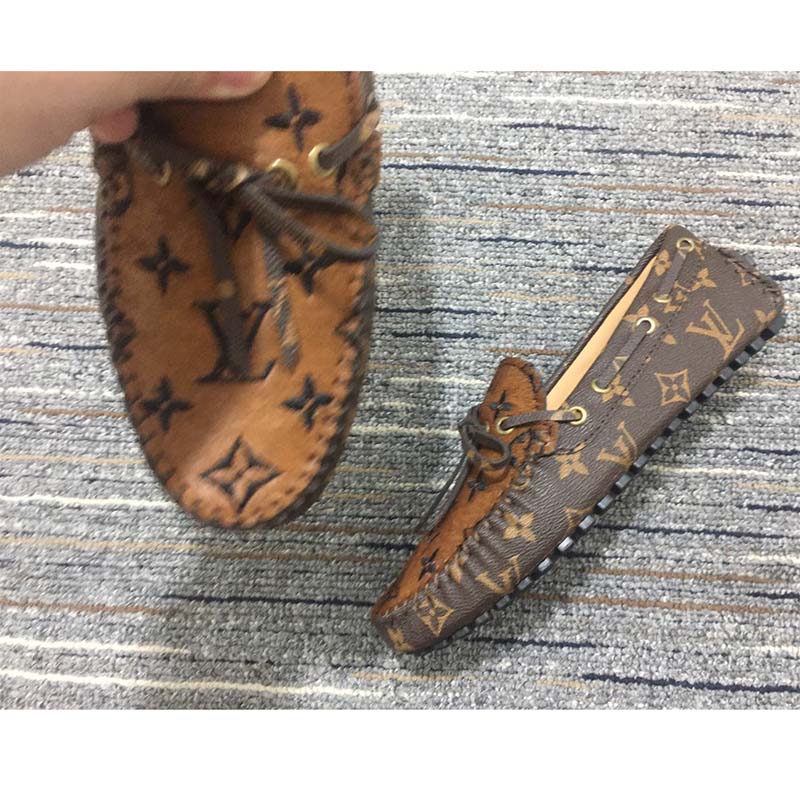 Louis Vuitton Unisex LV Gloria Flat Loafer Brown Patent Monogram Canvas