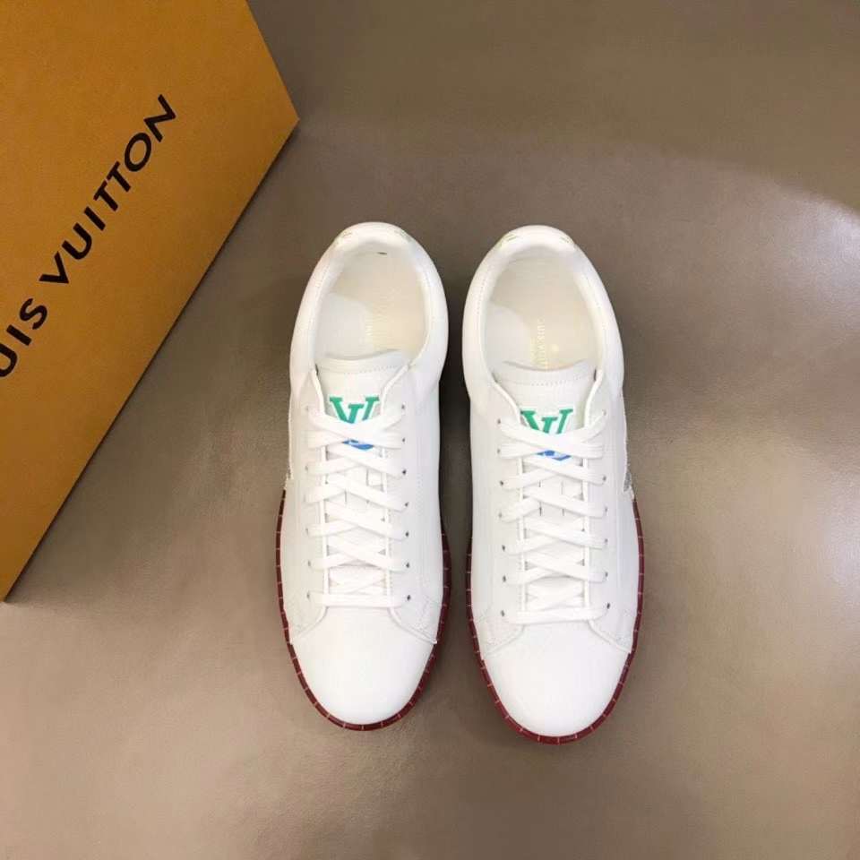 Louis Vuitton Unisex LV Luxembourg Samothrace Sneaker White Calf Leather Strass Monogram Flower