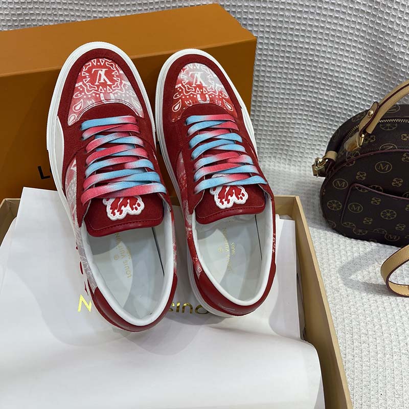 Louis Vuitton Unisex LV Ollie Sneaker Orange Canvas Rubber Outsole Monogram Flowers