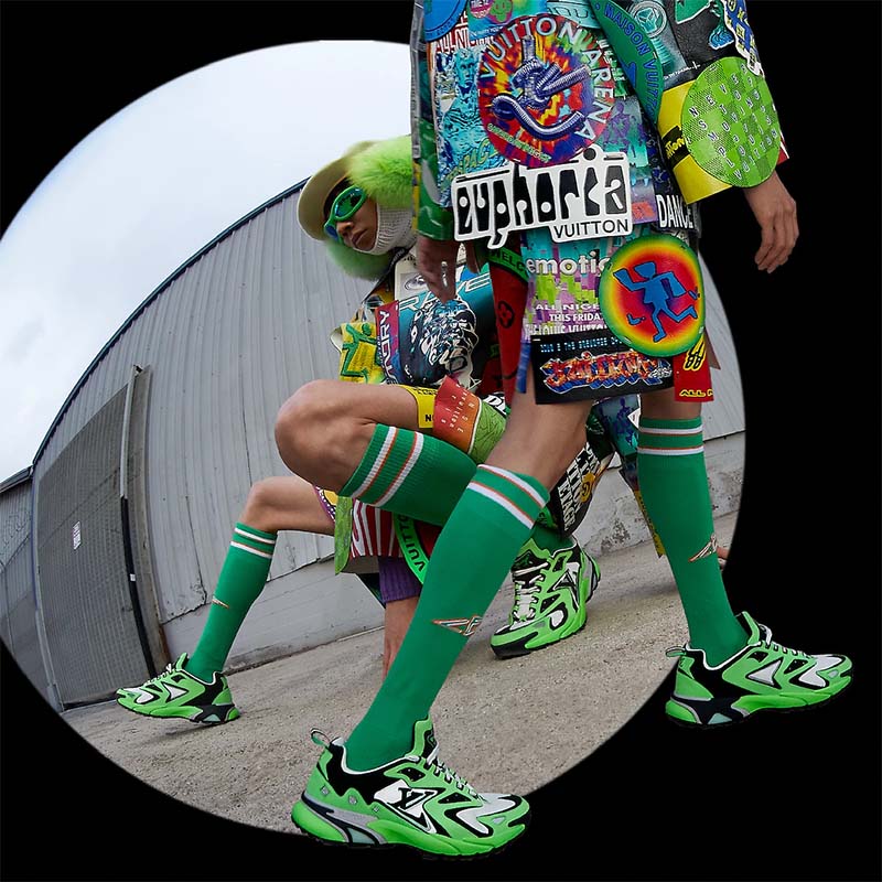 Louis Vuitton Unisex LV Runner Tatic Sneaker Green Mix Materials Rubber Outsole