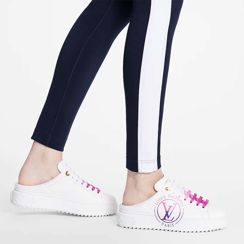 Louis Vuitton Unisex LV Time Out Open-Back Sneaker Fuchsia Pink Printed Calf Leather