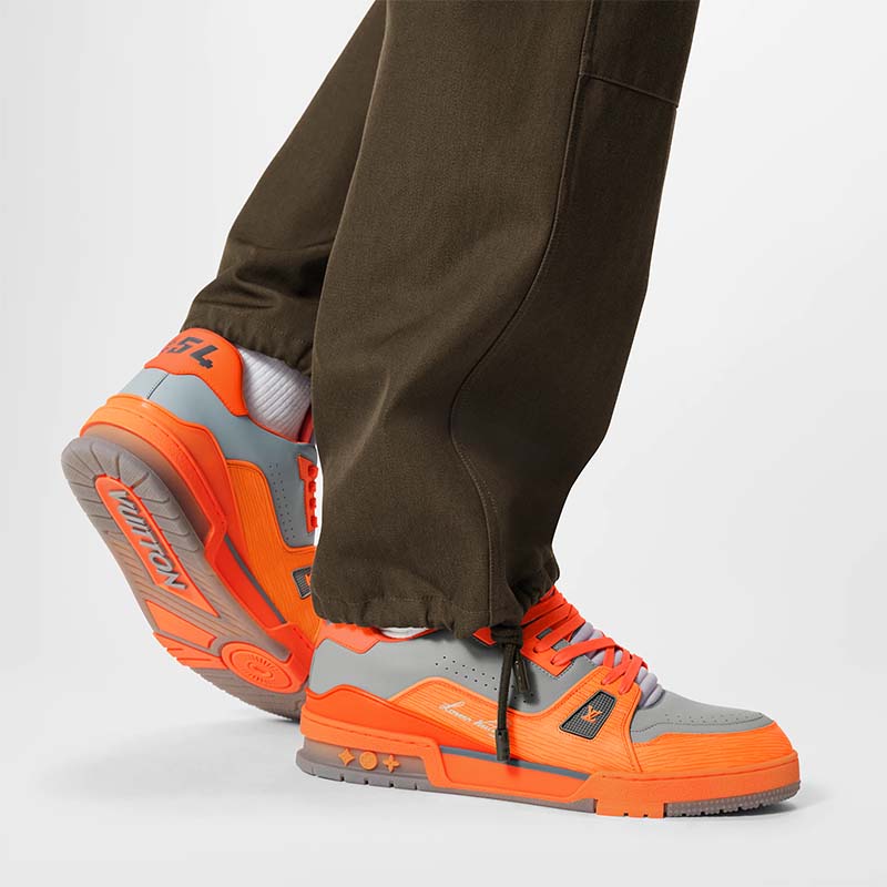 Louis Vuitton Unisex LV Trainer Sneaker Orange Epi Calf Leather Rubber Outsole #54