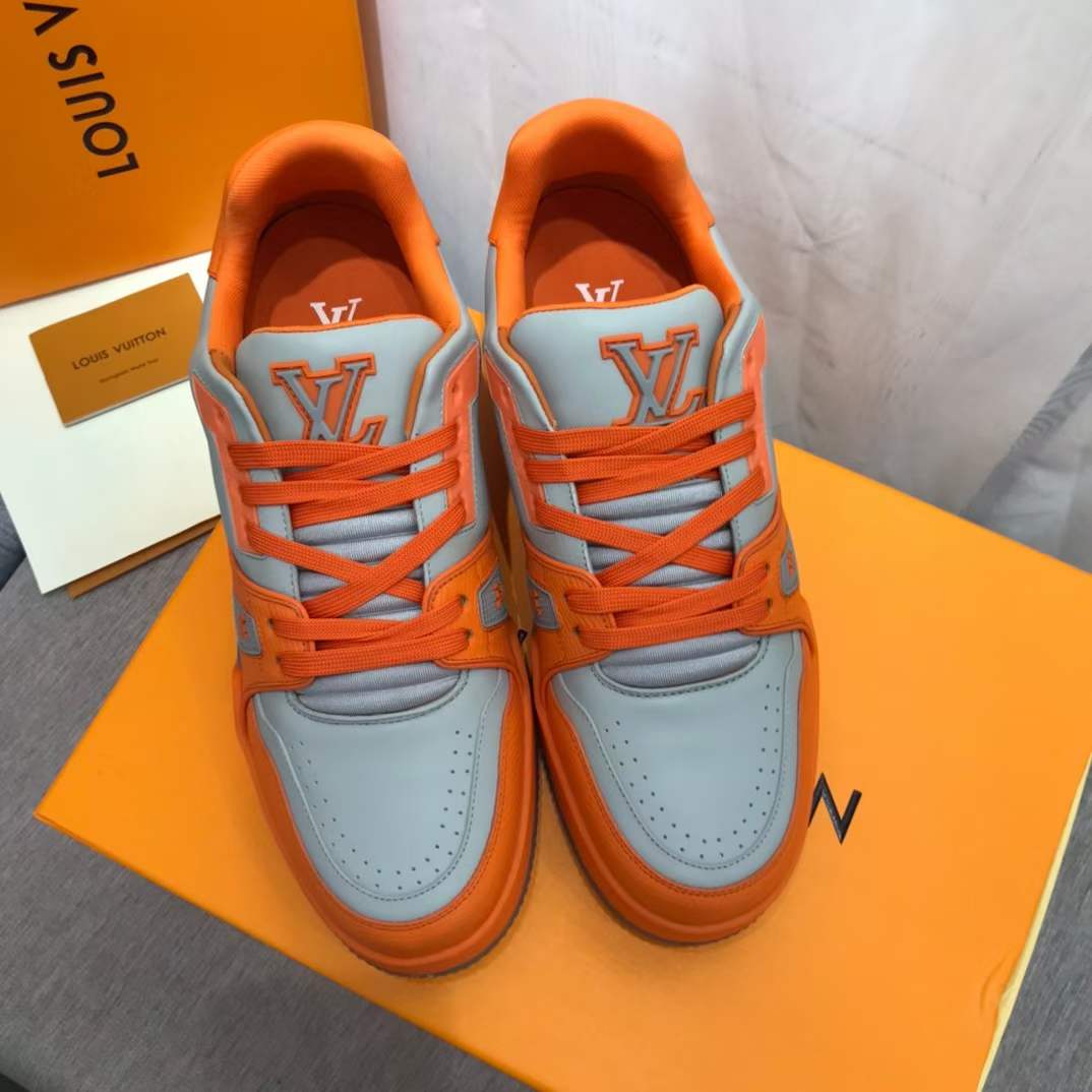 Louis Vuitton Unisex LV Trainer Sneaker Orange Epi Calf Leather Rubber Outsole #54
