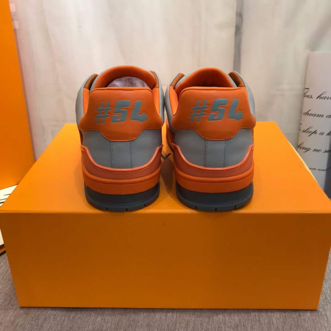 Louis Vuitton Unisex LV Trainer Sneaker Orange Epi Calf Leather Rubber Outsole #54