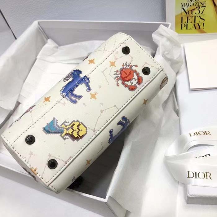Dior Women CD Micro Lady Dior Bag Latte Multicolor Zodiac Pixel Printed Calfskin