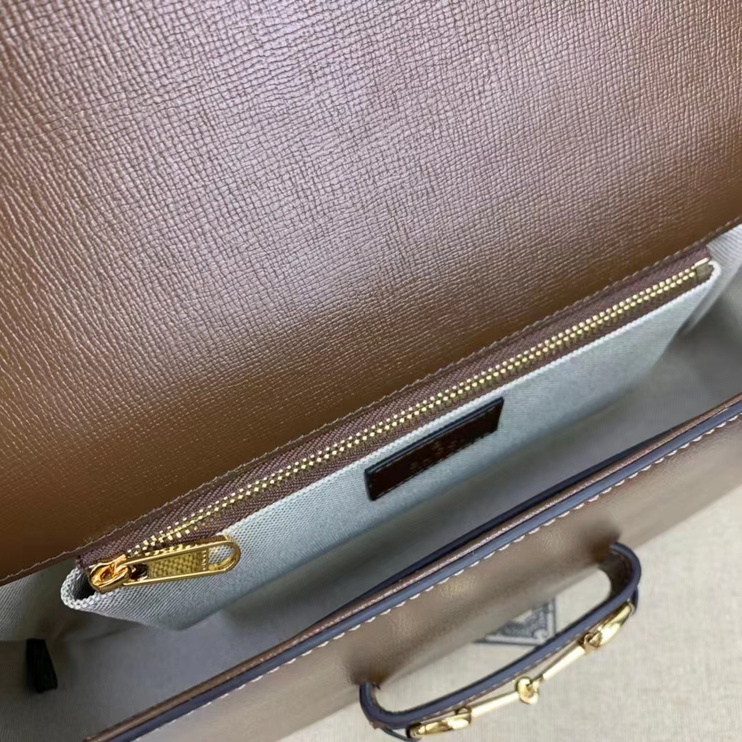 Gucci GG Unisex Horsebit 1955 Shoulder Bag Brown Leather Green Red Web