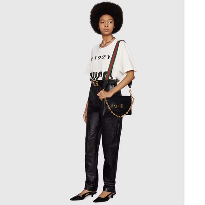 Gucci GG Women Gucci Horsebit 1955 Small Bag Black Leather