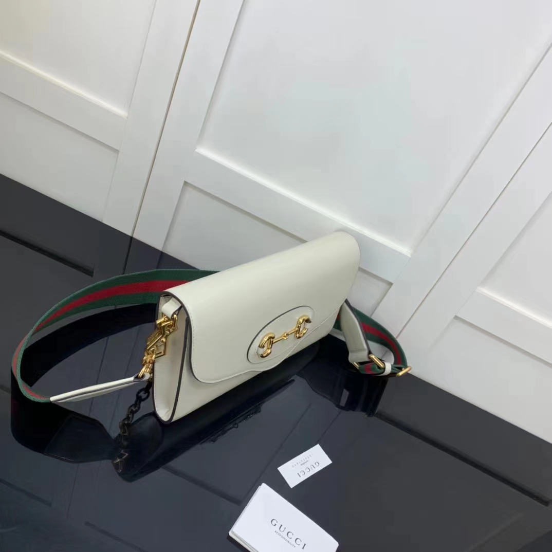 Gucci GG Women Gucci Horsebit 1955 Small Bag White Leather