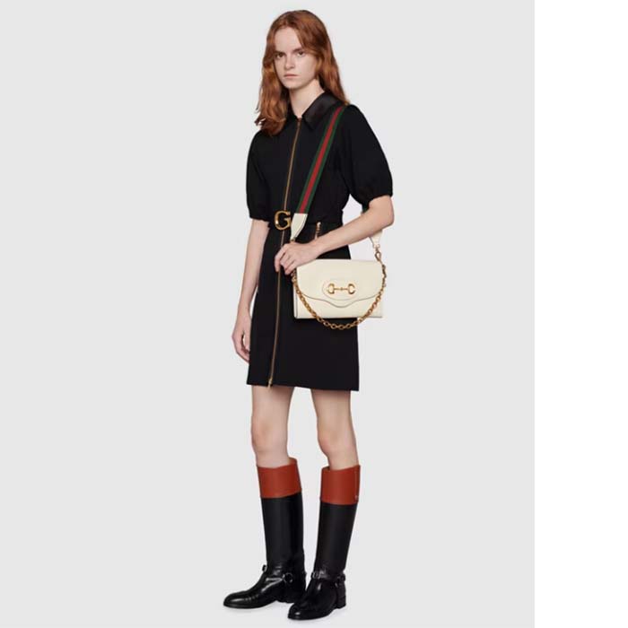 Gucci GG Women Gucci Horsebit 1955 Small Bag White Leather