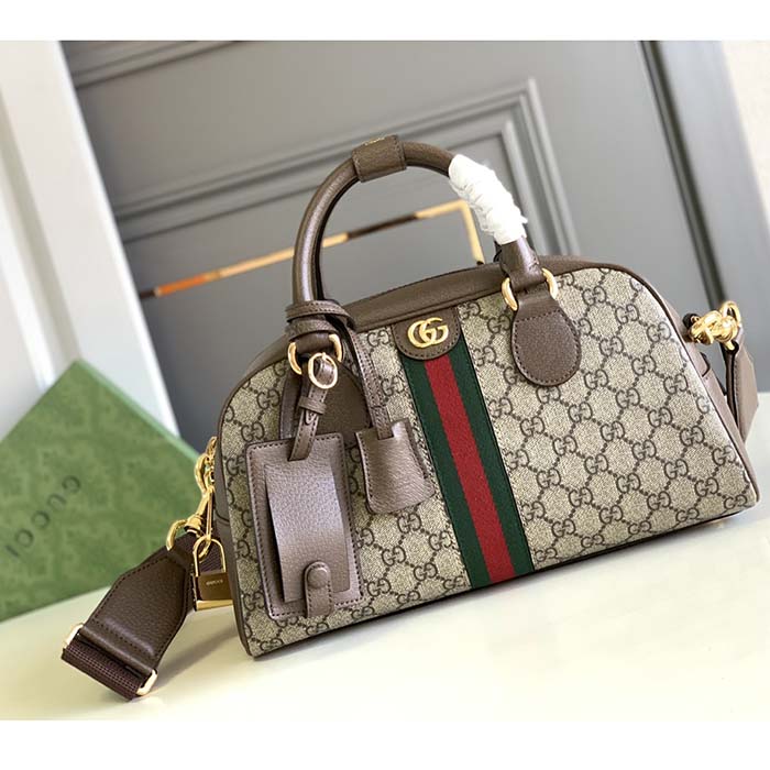 Gucci GG Women Ophidia Medium GG Top Handle Bag Beige Ebony Supreme
