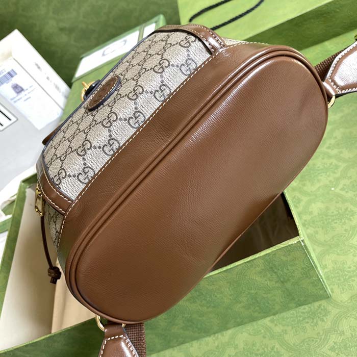 Gucci Unisex Backpack Interlocking G Beige Beige Ebony GG Supreme Canvas