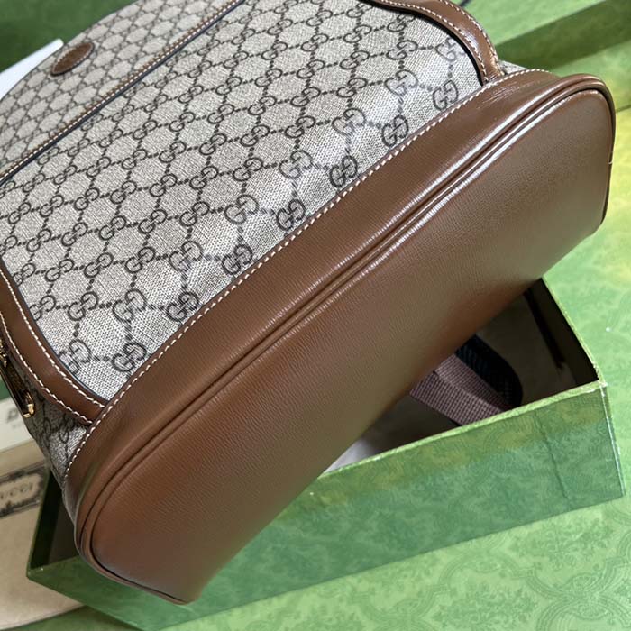 Gucci Unisex Backpack Interlocking G Beige Ebony GG Supreme Canvas