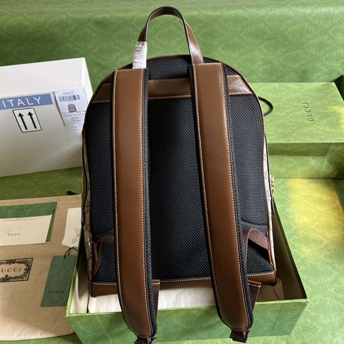 Gucci Unisex Backpack Interlocking G Beige Ebony GG Supreme Canvas