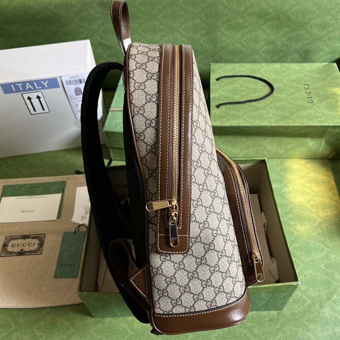 Gucci Unisex Backpack Interlocking G Beige Ebony GG Supreme Canvas