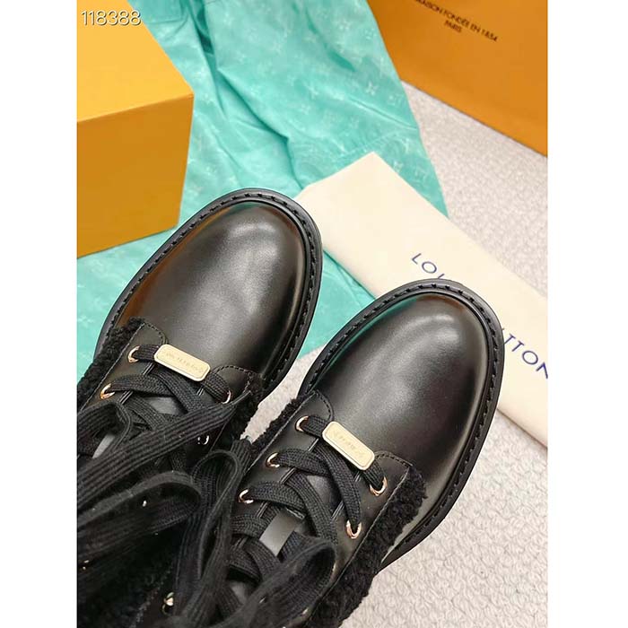 Louis Vuitton LV Women Territory Flat Ranger Black Calf Leather Wool