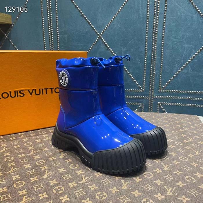 Louis Vuitton Unisex LV Ruby Flat Half Boot Electric Blue Vinyl Elastic Stopper Rubber