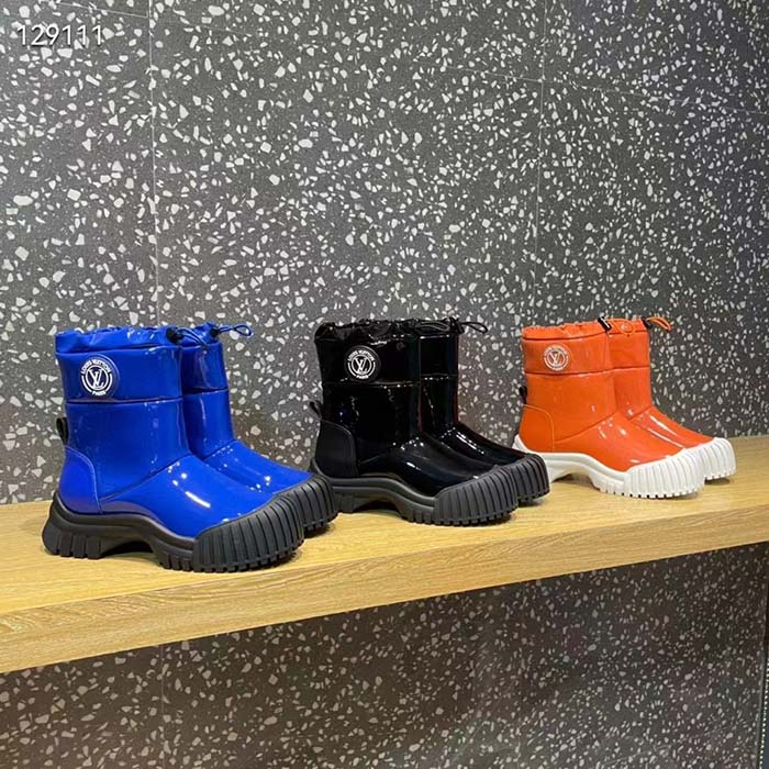 Louis Vuitton Unisex LV Ruby Flat Half Boot Electric Blue Vinyl Elastic Stopper Rubber