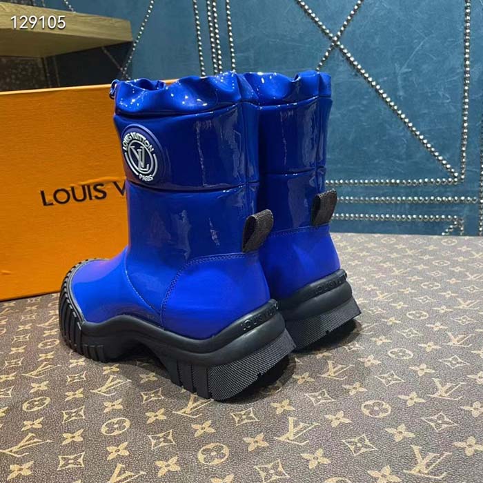 Louis Vuitton Unisex LV Ruby Flat Half Boot Electric Blue Vinyl Elastic Stopper Rubber