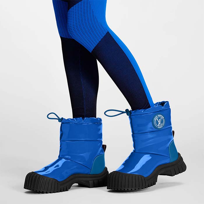 Louis Vuitton Unisex LV Ruby Flat Half Boot Electric Blue Vinyl Elastic Stopper Rubber