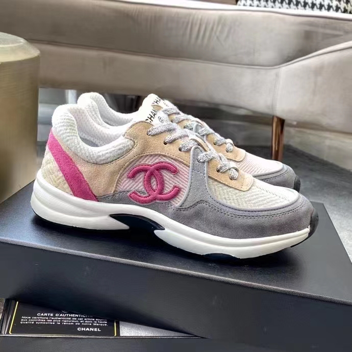 Chanel Women CC Sneakers Fabric & Suede Calfskin Multicolor 1 Cm Heel