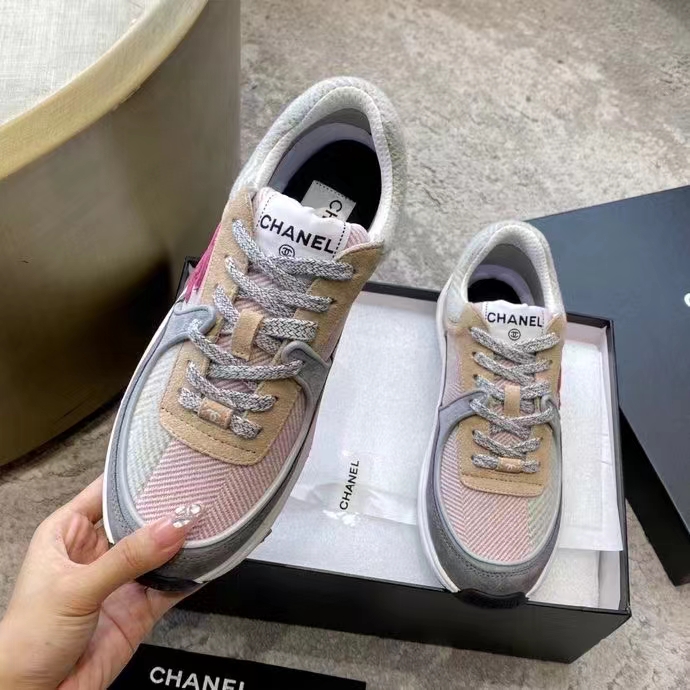 Chanel Women CC Sneakers Fabric & Suede Calfskin Multicolor 1 Cm Heel