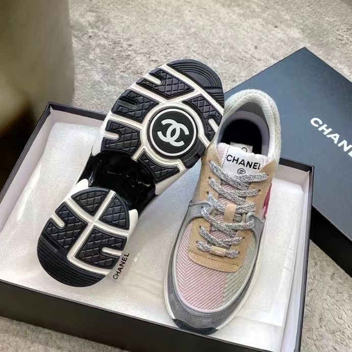Chanel Women CC Sneakers Fabric & Suede Calfskin Multicolor 1 Cm Heel