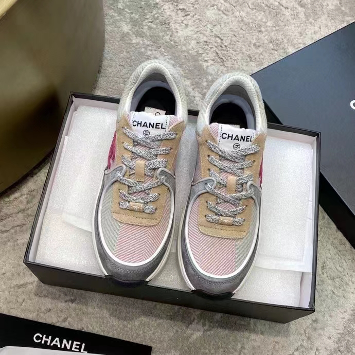 Chanel Women CC Sneakers Fabric & Suede Calfskin Multicolor 1 Cm Heel