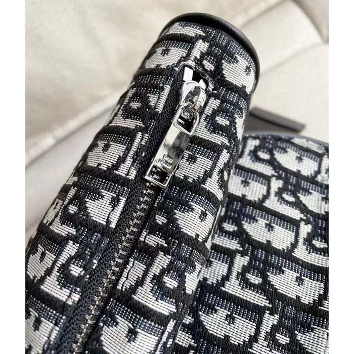 Dior Unisex CD Saddle Bag Beige Black Dior Oblique Jacquard
