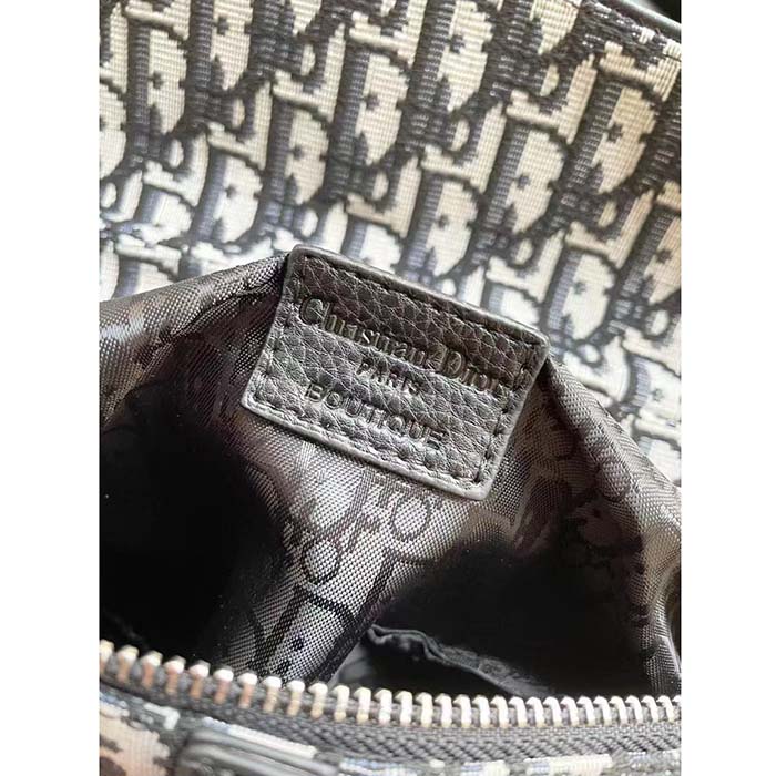 Dior Unisex CD Saddle Bag Beige Black Dior Oblique Jacquard