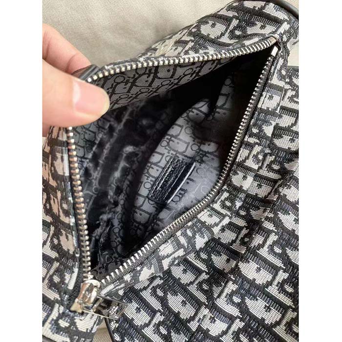 Dior Unisex CD Saddle Bag Beige Black Dior Oblique Jacquard