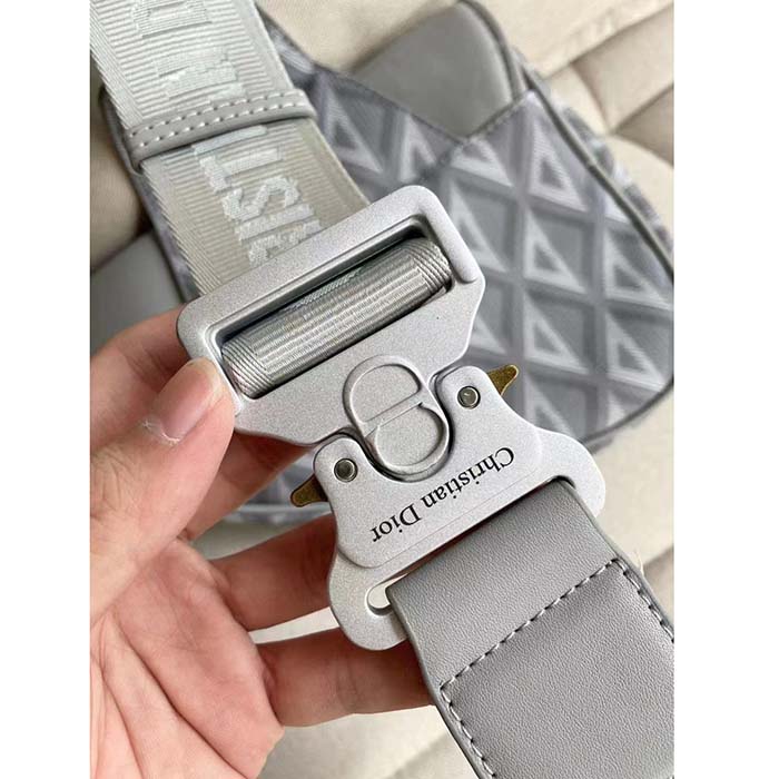 Dior Unisex CD Saddle Bag Dior Gray CD Diamond Canvas Smooth Calfskin