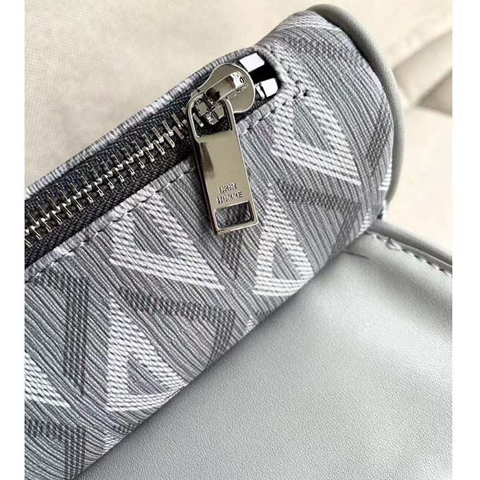 Dior Unisex CD Saddle Bag Dior Gray CD Diamond Canvas Smooth Calfskin