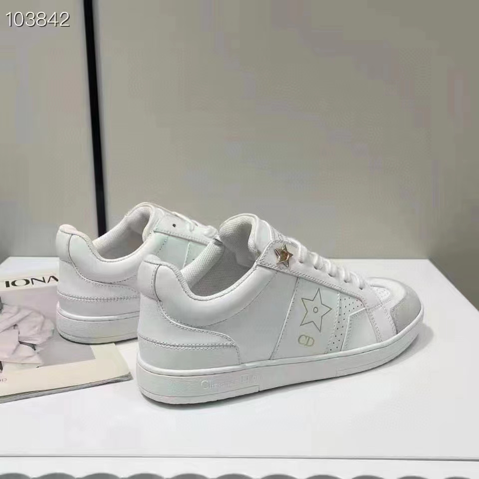 Dior Unisex Shoes CD Dior Star Sneaker White Calfskin Suede