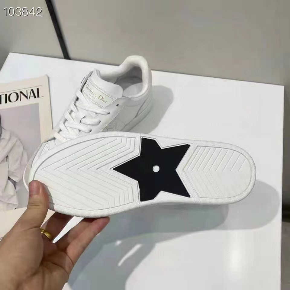 Dior Unisex Shoes CD Dior Star Sneaker White Calfskin Suede