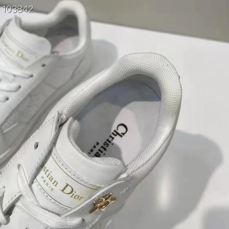 Dior Unisex Shoes CD Dior Star Sneaker White Calfskin Suede
