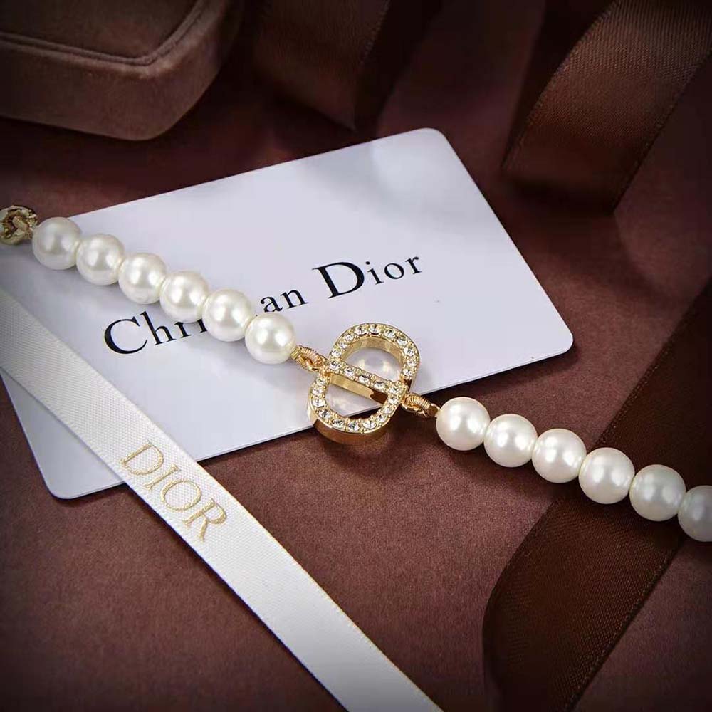 Dior Women 30 Montaigne Long Necklace Gold-Finish Metal and Silver-Tone Crystals