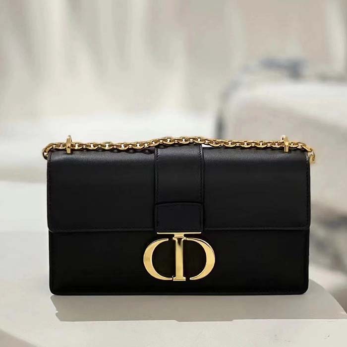 Dior Women CD 30 Montaigne East-West Bag Chain Black Calfskin