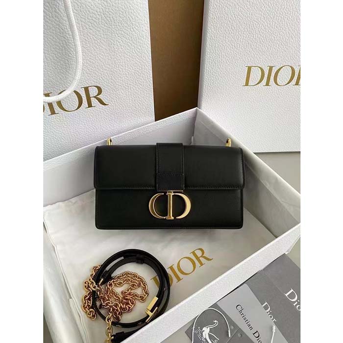 Dior Women CD 30 Montaigne East-West Bag Chain Black Calfskin