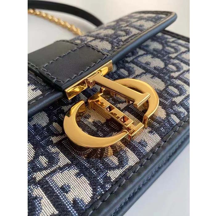 Dior Women CD 30 Montaigne East-West Bag Chain Blue Oblique Jacquard